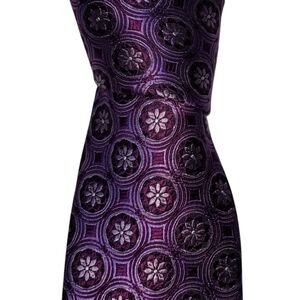 Jos A Bank Signature Collection Silk Necktie Mens Purple Floral Designer Tie EUC
